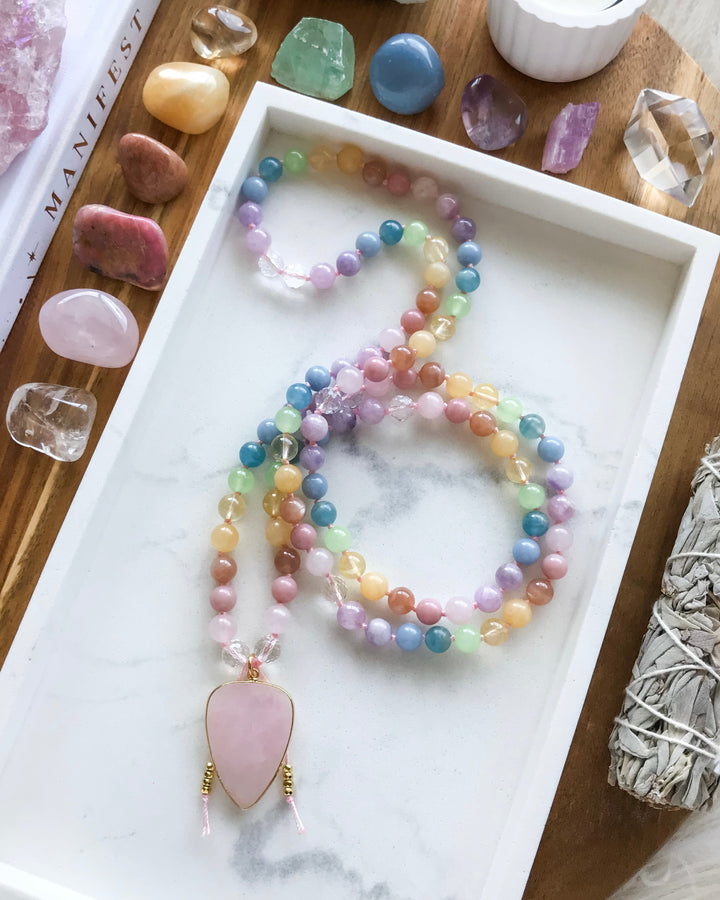 PASTEL RAINBOW MALA NECKLACE | GOLD