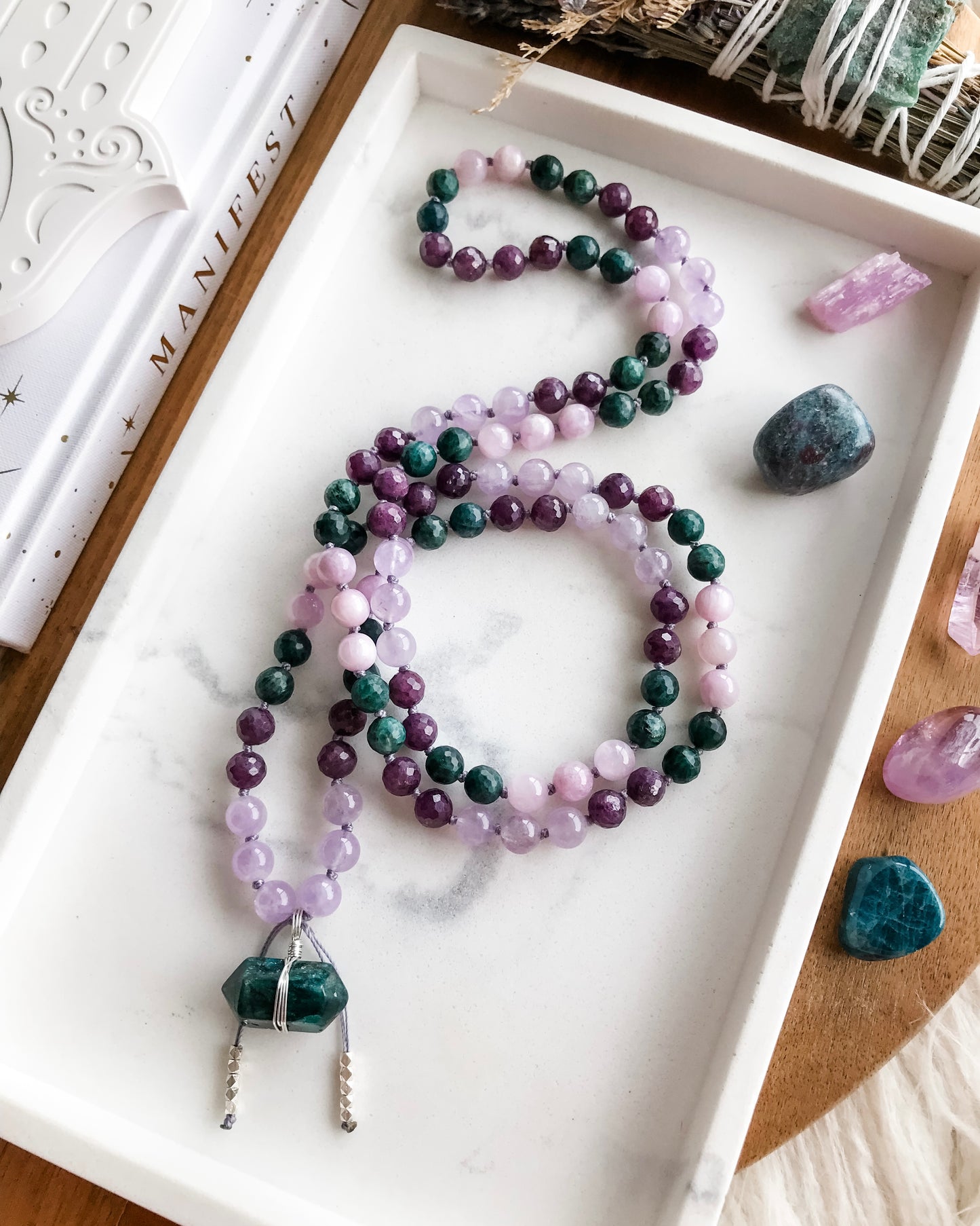 BLOSSOM Mala Necklace | Amethyst, Apatite, Kunzite + Ruby