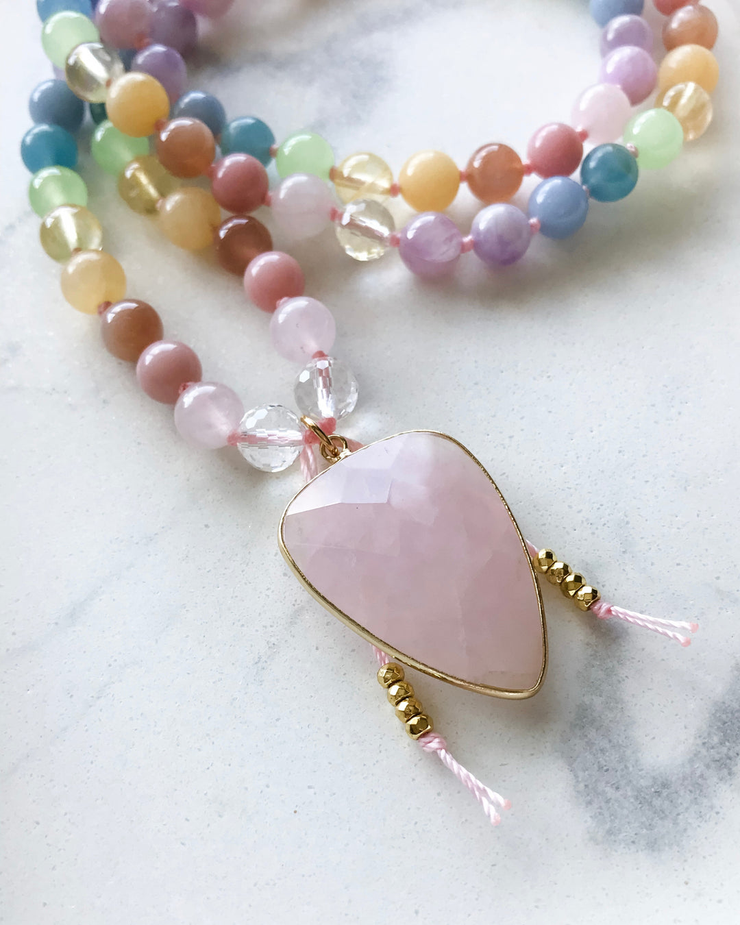 PASTEL RAINBOW MALA NECKLACE | GOLD