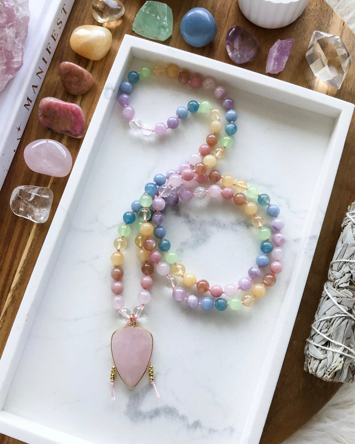 PASTEL RAINBOW MALA NECKLACE | GOLD