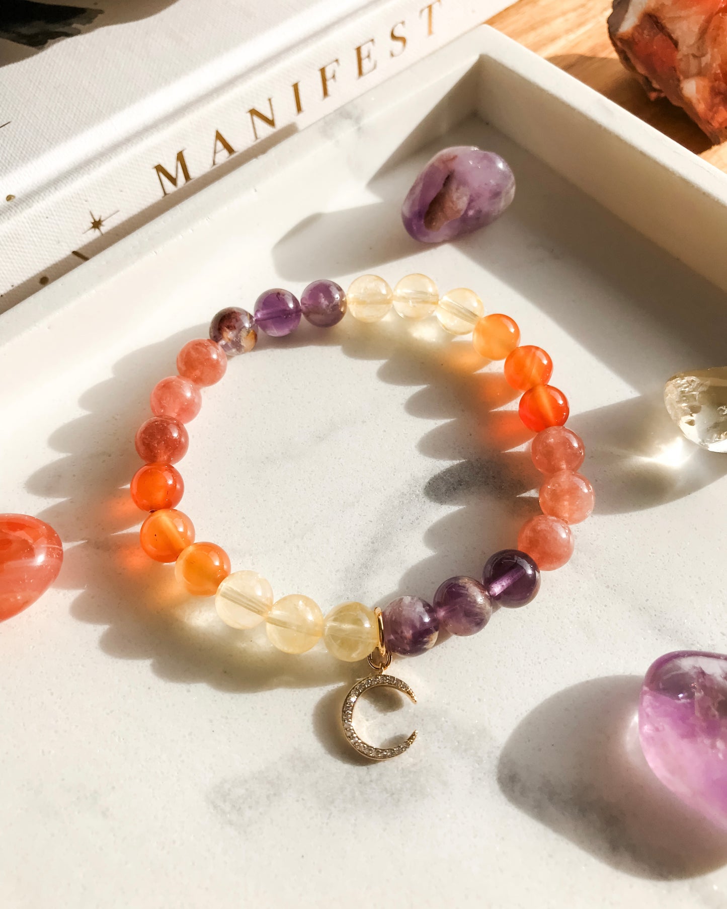 INNER FIRE Mala Bracelet | Carnelian, Citrine, Sunstone Quartz + Super Seven