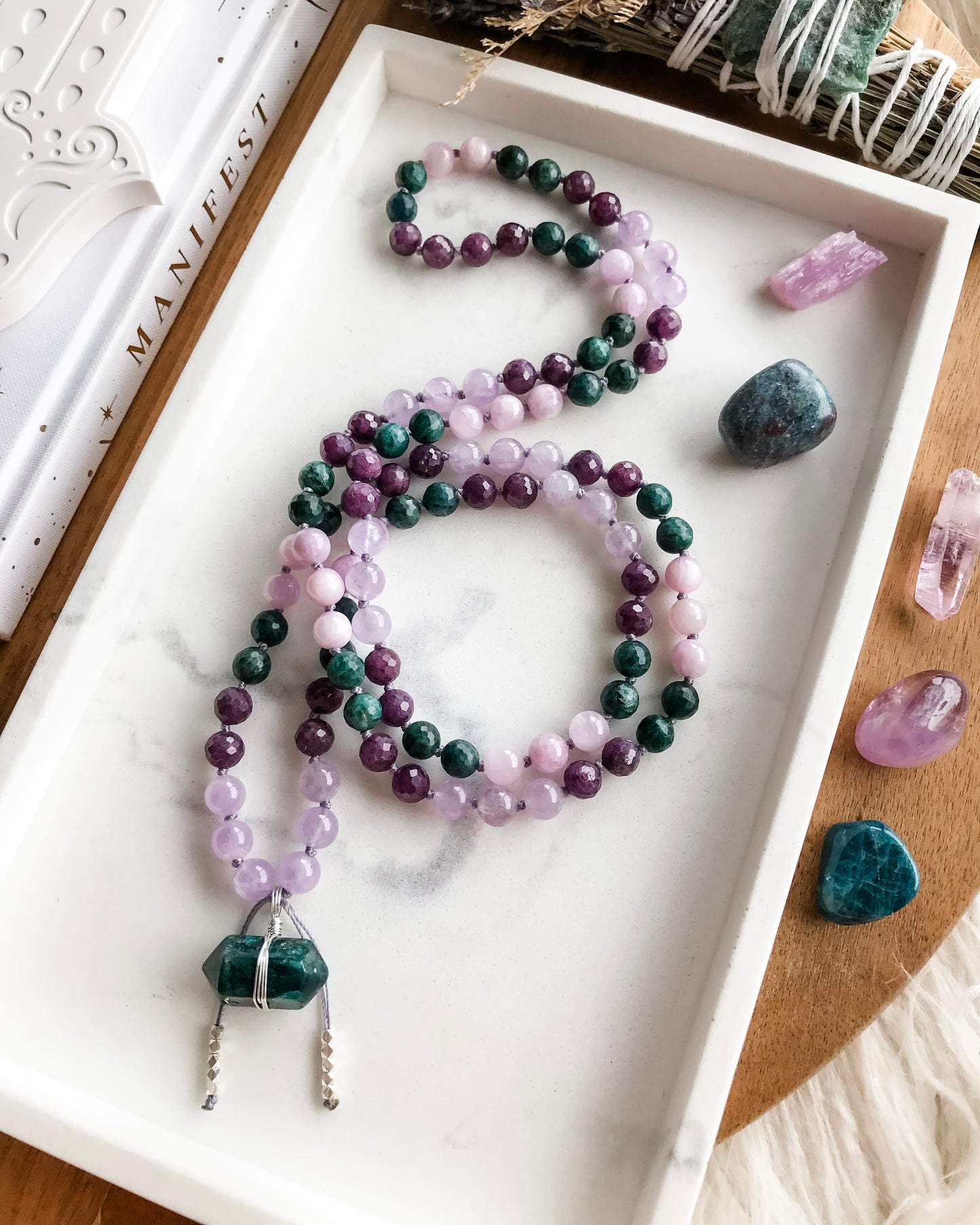 BLOSSOM Mala Necklace | Amethyst, Apatite, Kunzite + Ruby