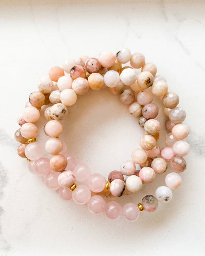 LET IT GLOW Mala Bracelet | Pink Opal + Rose Quartz