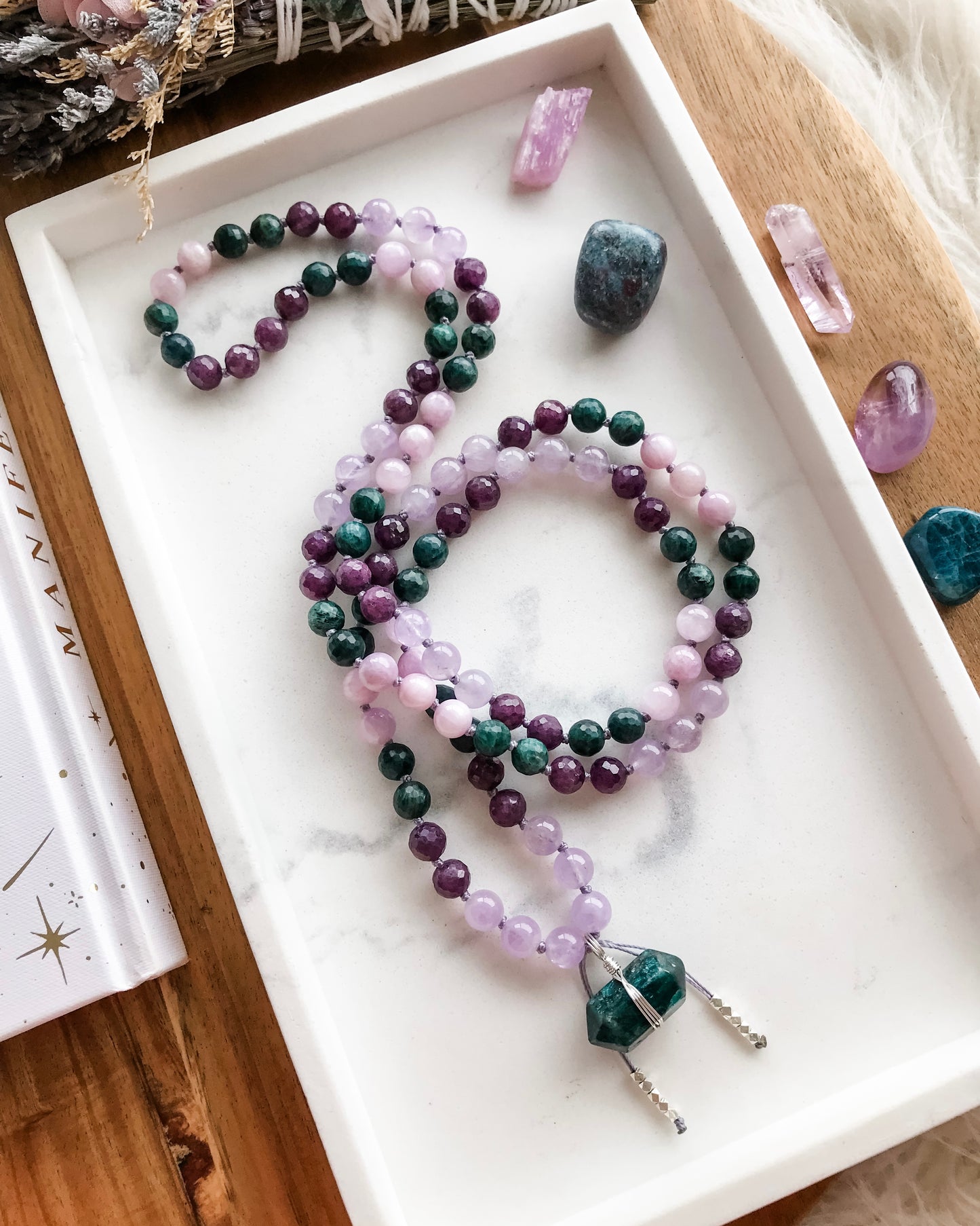 BLOSSOM Mala Necklace | Amethyst, Apatite, Kunzite + Ruby