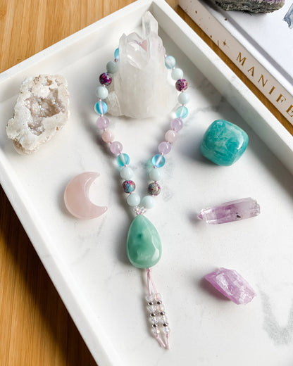 FAERIE GARDEN Worry Beads | Amazonite, Amethyst, Aura Quartz + Rose Quartz