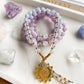 SPIRITUAL CONNECTION Mala Necklace | Amethyst, Blue Lace Agate, Clear Quartz + Rainbow Moonstone