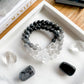 INTO THE LIGHT Mala Bracelet | Black Onyx, Clear Quartz, Grey Quartz + Larvikite