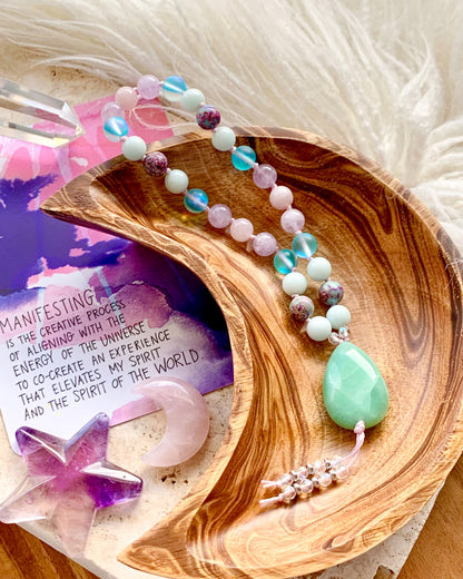 FAERIE GARDEN Worry Beads | Amazonite, Amethyst, Aura Quartz + Rose Quartz