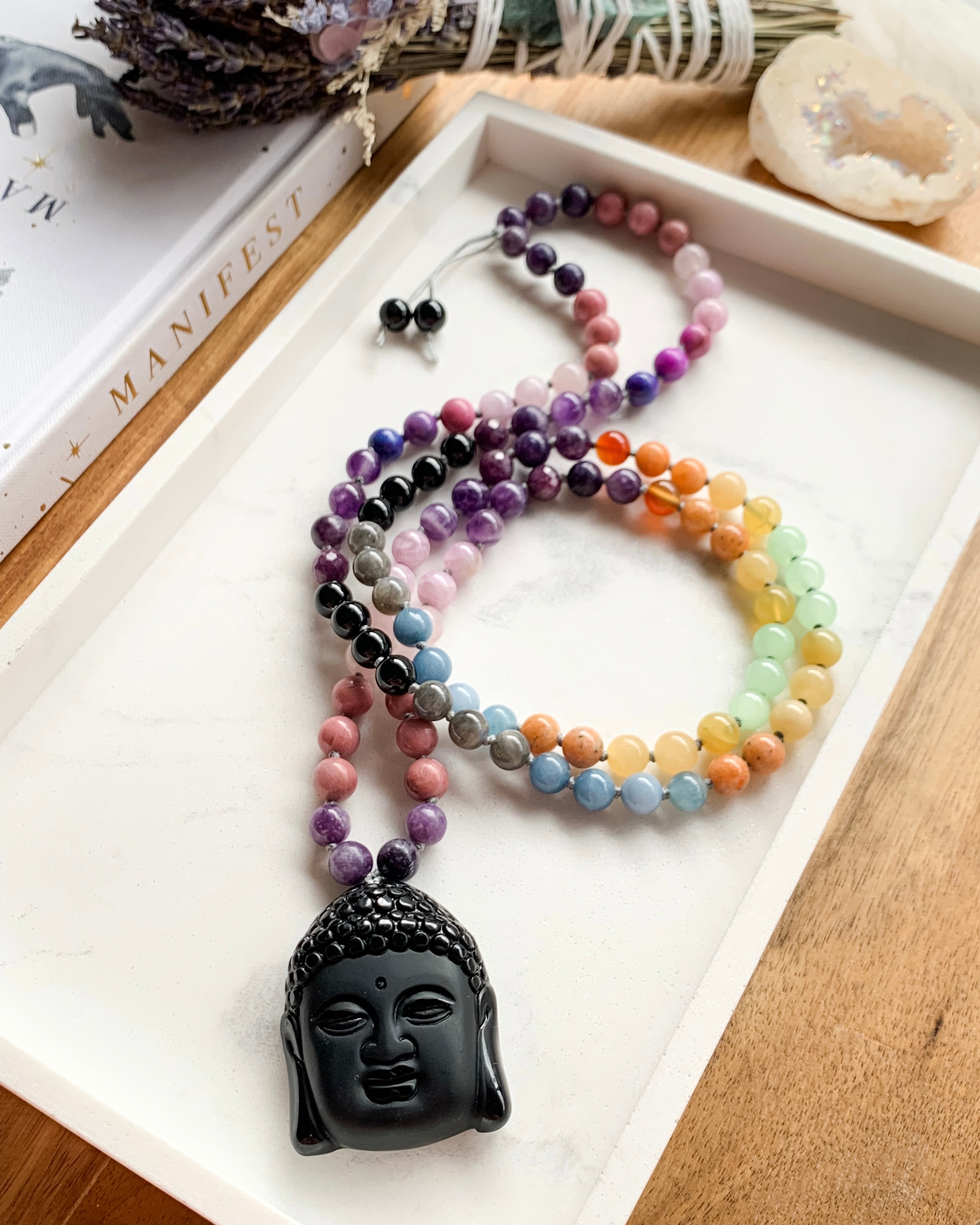 Natural Amethyst Mala 108 Beads. Protection Crystal Sahasrara Chakra Reiki.  Meditation Mala Spiritual Jewelry, Amethyst Bracelet. Purple Crystal.